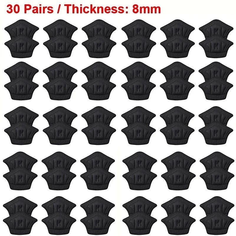 Variedad Online Almohadillas para el talón de espuma negra de 8 mm de grosor, 30 pares, para evitar rozaduras y ampollas.