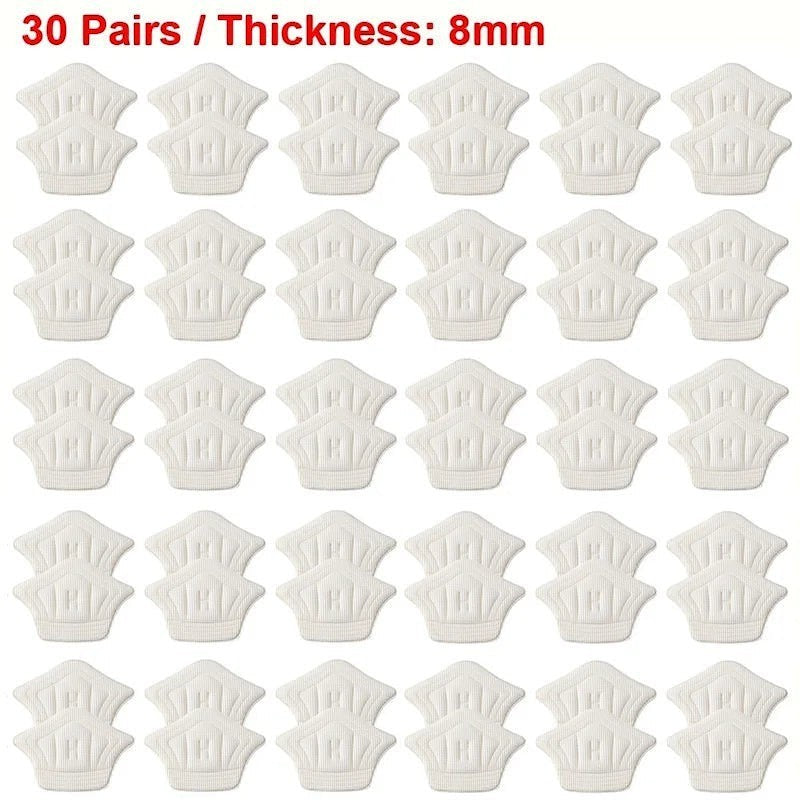 Variedad Online almohadillas para el talón de espuma autoadhesivas, 30 pares, 8mm de grosor, para aliviar rozaduras y ampollas.