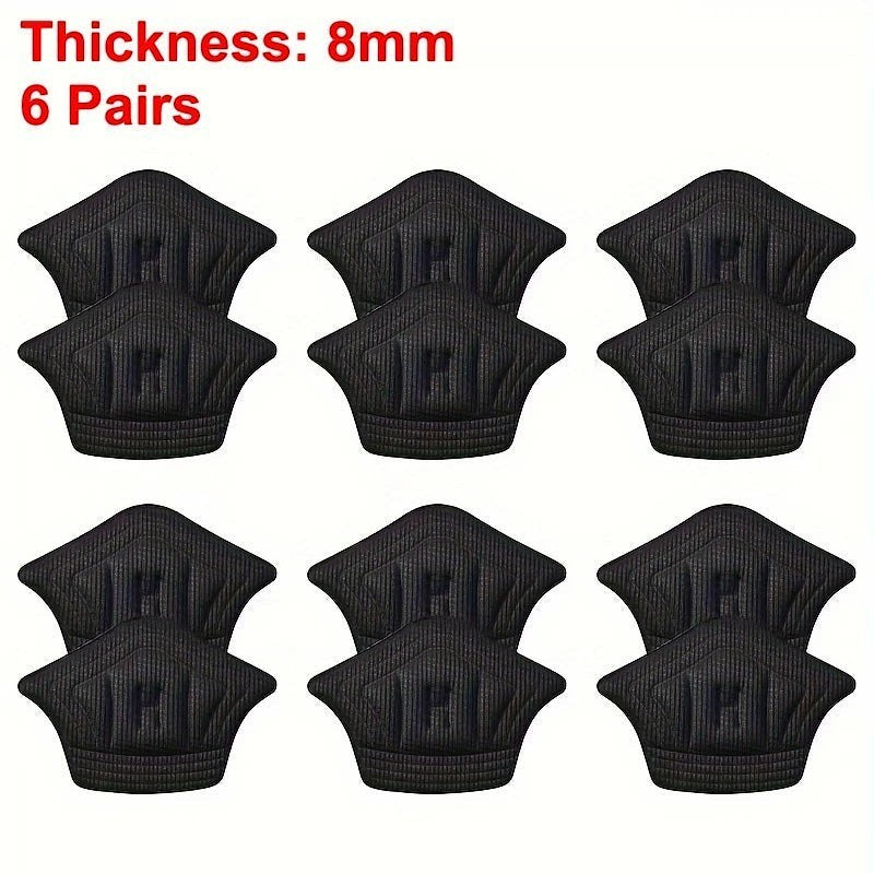 Variedad Online Almohadillas para el talón de zapatos de espuma negra, 8mm de grosor, 6 pares, autoadhesivas y cómodas.