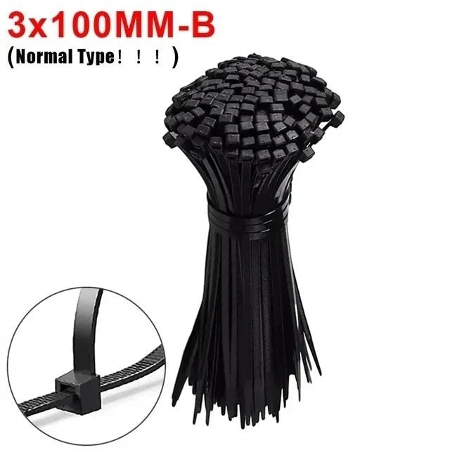 Variedad Online bridas de nailon negras reutilizables con orificio para tornillo, para organización de cables.