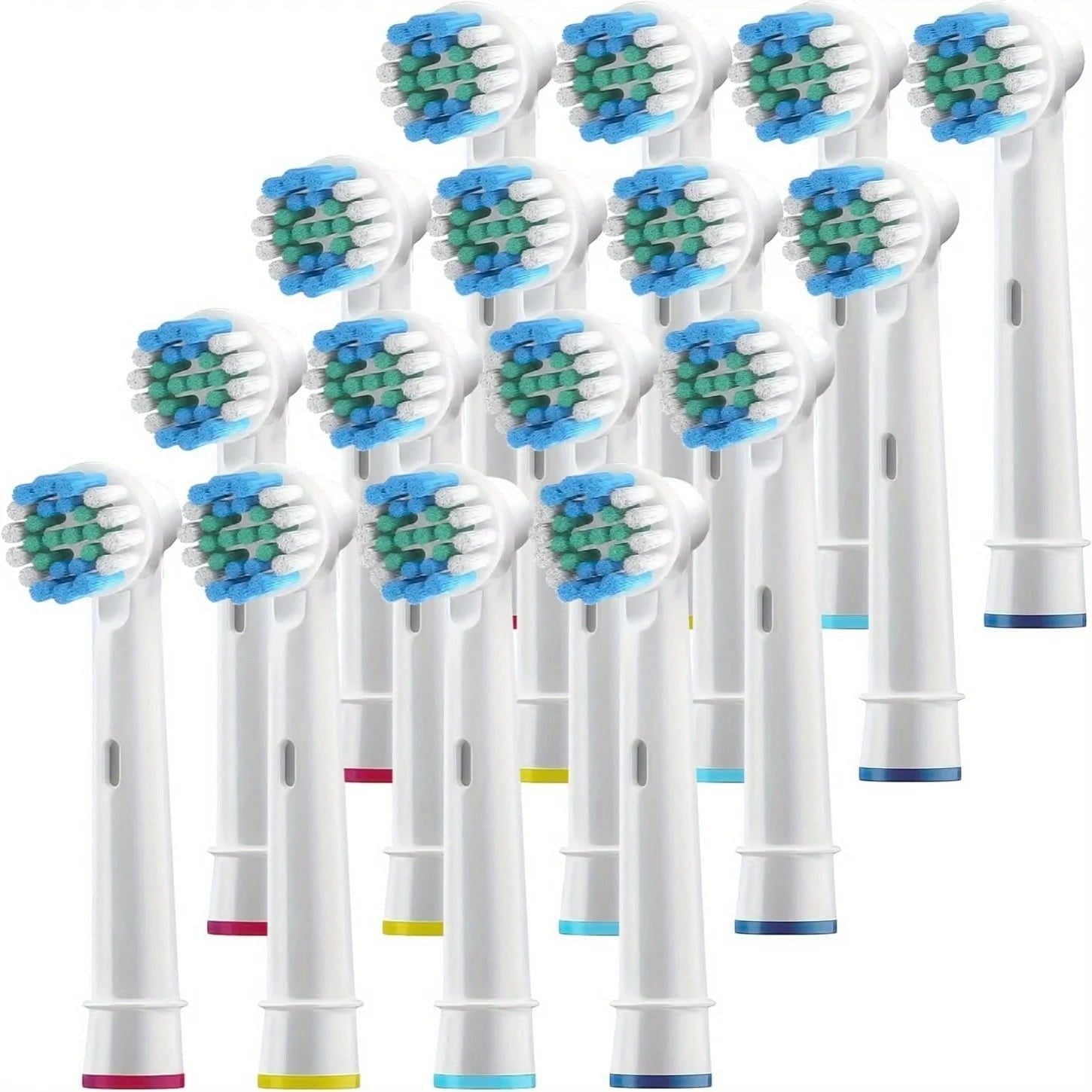 Variedad Online - Cabezales de cepillo de dientes eléctricos de repuesto, blancos con cerdas azules y verdes, compatibles con Oral-B Braun.