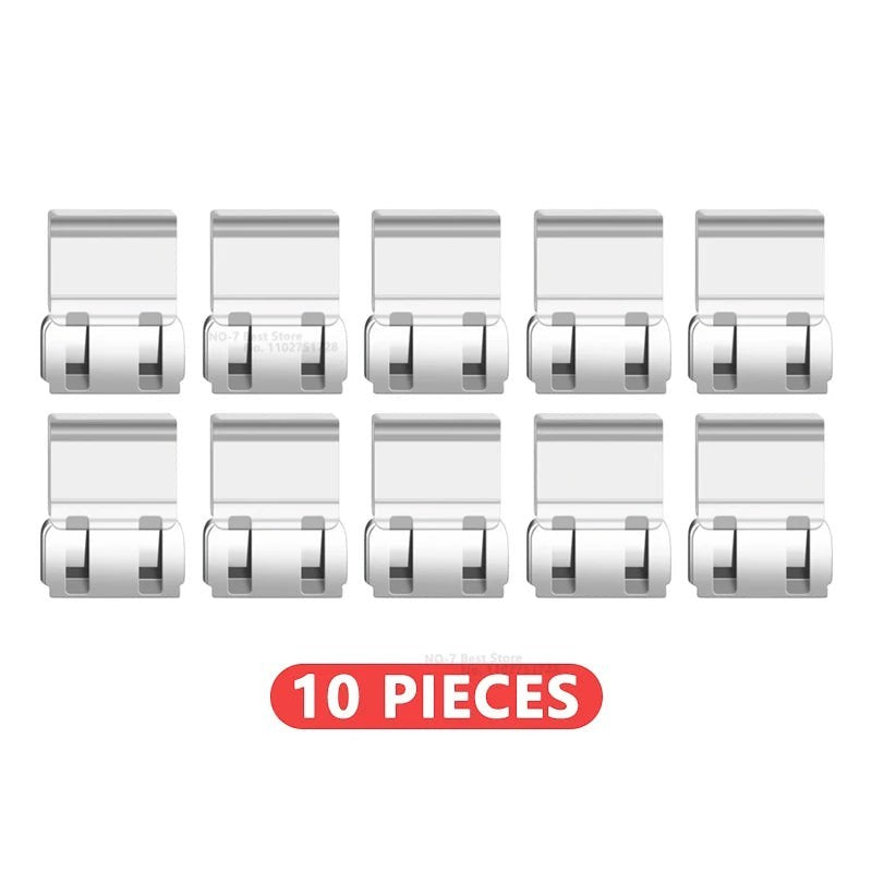 Pack de 10 clips para dobladillo de pantalones de plástico blanco de Variedad Online, ideales para ajustar la longitud sin costuras.