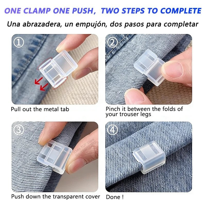Variedad Online pack de clips para dobladillo de pantalones, transparentes y de plástico, para ajustar la longitud sin costuras.