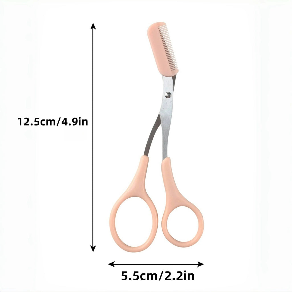 Variedad Online tijeras para cejas rosas con peine integrado para recortar y dar forma a las cejas con precisión.