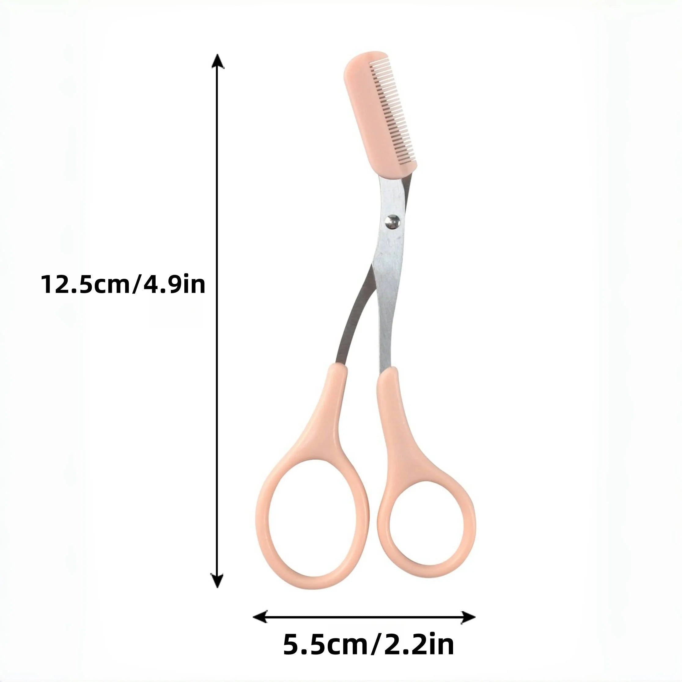 Variedad Online tijeras para cejas rosas con peine integrado para recortar y dar forma a las cejas con precisión.
